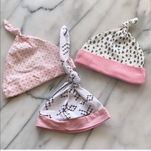LOT of 3 Knotted Baby Hats